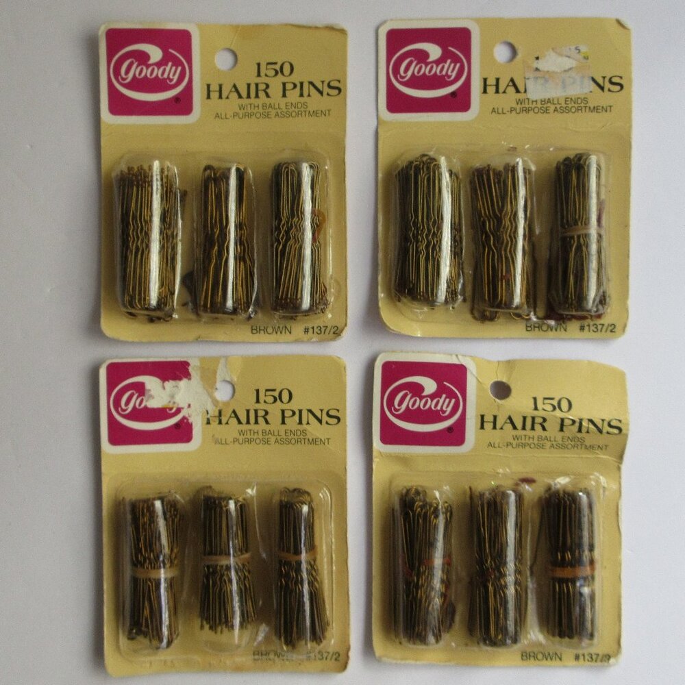 Goody Hair Pins #137 Ball Ends Brown 150/pk NOS Original Prop 1982 4 Packages